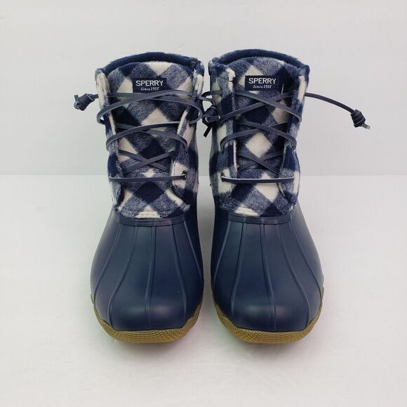 Sperry Top Sider Saltwater Youth Size 6Y Blue Plaid Wool Waterproof Duck Boots - Picture 5 of 13